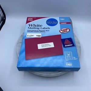 Avery 06241 White Mailing Labels 1x2-5/8 4200 Labels Laser 5160 Template 90%Full